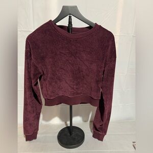 Forever 21 Maroon Corduroy-Like Soft Cropped Top Size Small
